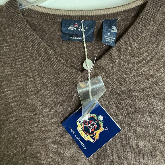 Allen Solly 100% Cashmere Sweater Mens Size XL Brown Preppy Luxury New With Tags - Picture 3 of 3
